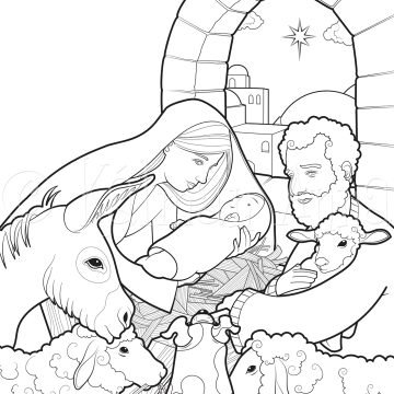 Bible Illustrations – The Holy Family Coloring page